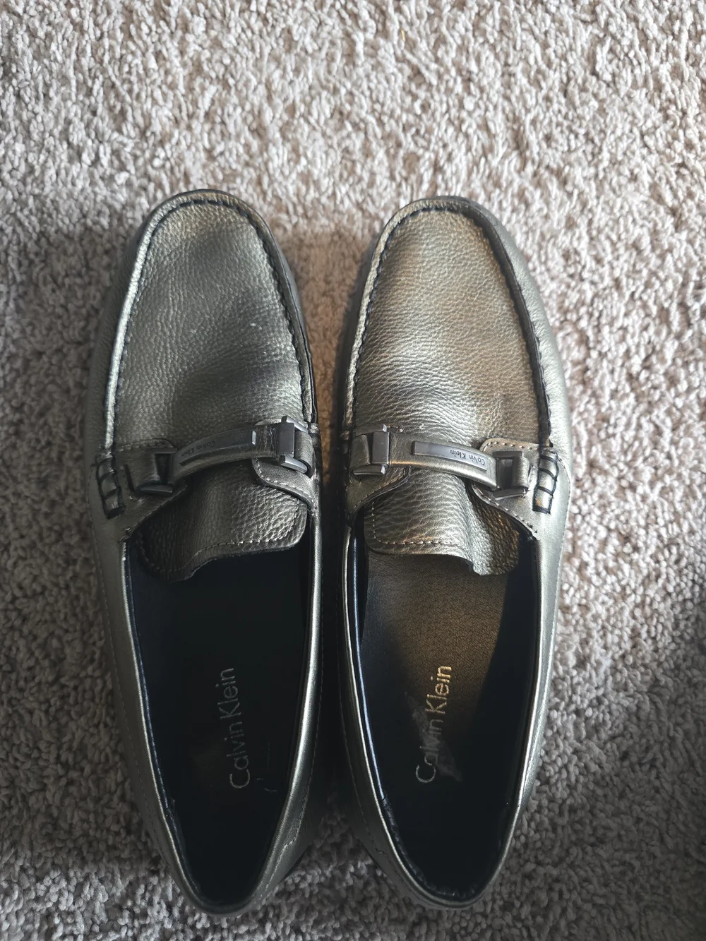 Calvin Klein Men's Metallic Bronze Buckle Loafers